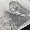 French Lace Curtains 2 Panels - Romantic European Retro Embroidery Floral Semi-Sheer Rod Pocket Drapes, 57" Wide Light Filtering Window Curtains for Living Room Bedroom Balcony, White Green Black
