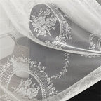 Lace Embroidery Sheer Curtain Rod Pocket Floral for Bedroom, Living Room & Wedding – Machine Washable Unlined Polyester, Glam Decor, 4 Sizes