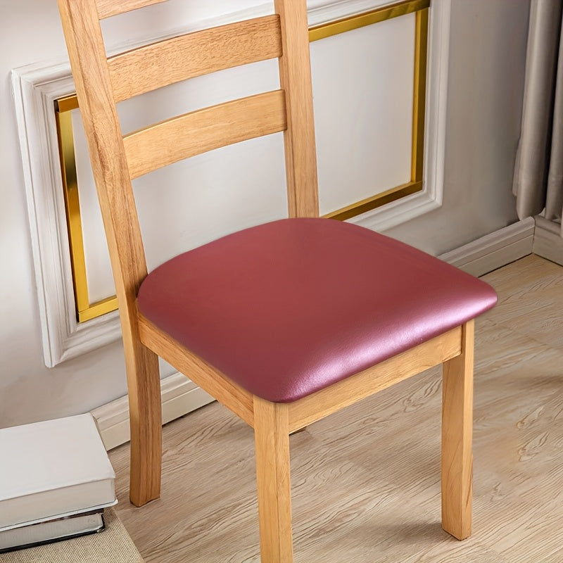 PU Leather Dining Chair Cushion Covers 4/6 Pack – 100% Waterproof Stretch Slipcovers for Parsons Chairs, Removable Machine Washable Seat Protector for Dining Room Kitchen Hotel Home Decor