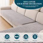 Quilted Short Plush Sofa Protector Set of 2 Ultra Soft Thick Non-Slip Sofa Mat – Pet Friendly, Machine Washable, Fits 3-Seater Sofa, Chaise & Bed Chair, Contemporary Home Decor