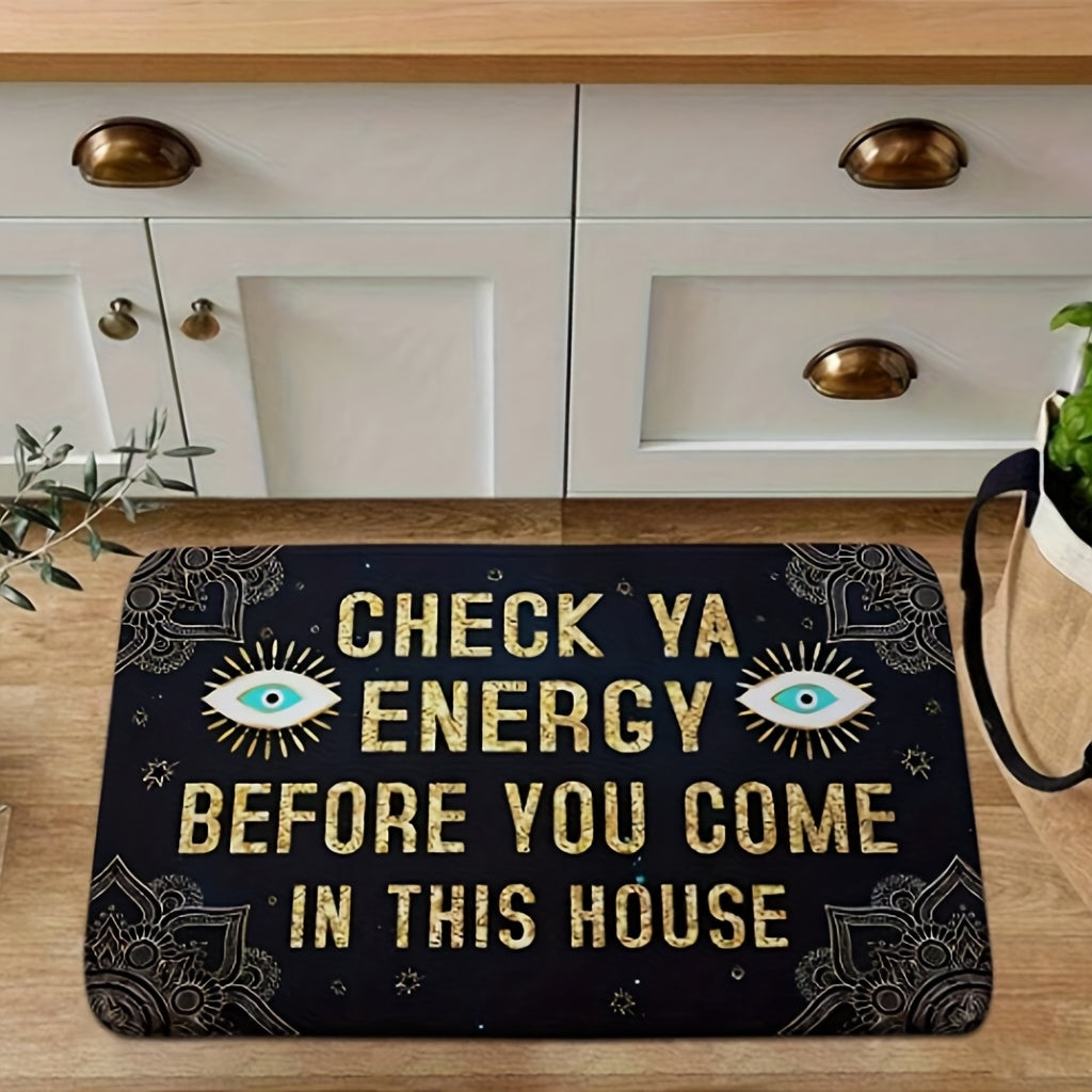 Check Ya Energy Doormat Quick Dry Anti-Slip Funny Welcome Mat for Entryway Indoor Bedroom Rug 2 Sizes