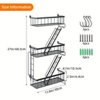 3-Tier Black Metal Floating Wall Shelf – Fire Escape Decorative Ladder Shelf, Wall Art Display Shelf for Bedroom Home Office Bathroom Living Room, Industrial Floating Shelves Room Decor
