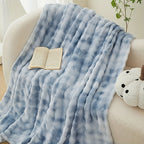Faux Rabbit Fur Tie-Dye Throw Blanket Reversible Soft Plush Blanket for Bed Sofa Couch All Seasons 4 Colors 4 Sizes Machine Washable