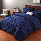 Luxury Pleated Comforter Set 5/7 Pcs – Soft Plush Fiber Fill, Quilted Comforter, Fitted Sheet, Flat Sheet, Pillowcases & Shams, Twin Full Queen King Year-Round Bedding