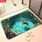 Sea Turtle Illusion Doormat 700GSM, Non-Slip Microfiber Absorbent Rug, Machine Washable Mat for Bathroom Bedroom Living Room Entrance Outdoor Camping