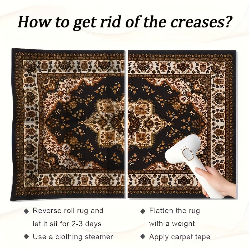Persian Bohemian Luxury Area Rug Soft Fluffy Anti-Slip Machine Washable – Vintage Plush Living Room Bedroom Rug for Modern & Traditional Decor – 4 Sizes