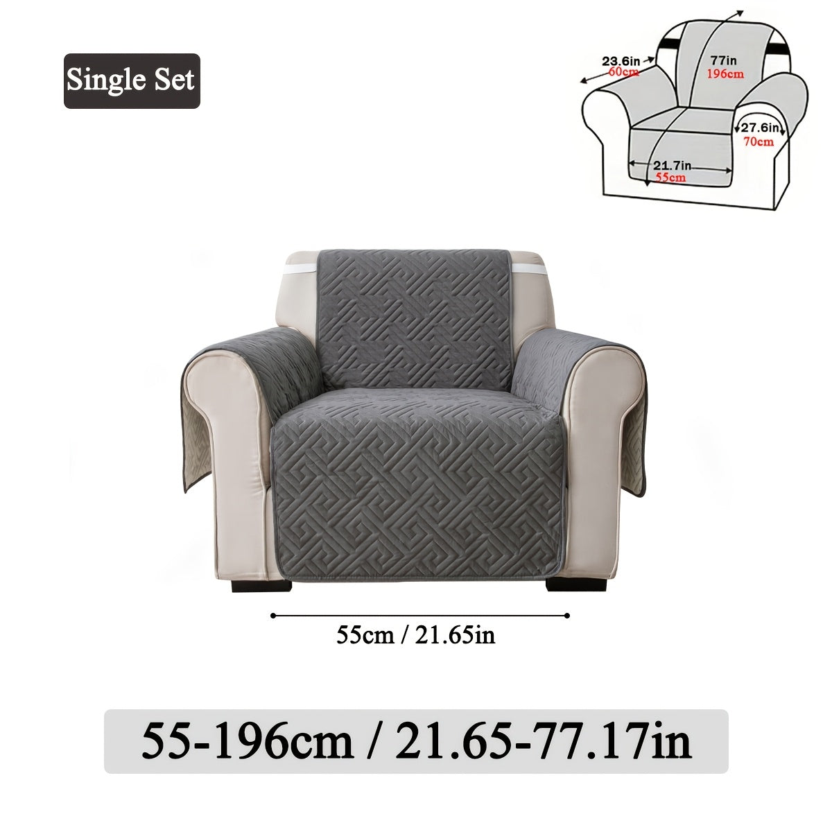 Quilted Sofa Cover One-Piece Cushion Slipcover with Anti-Slip Elastic Band – Pet-Friendly Scratch-Resistant Washable Removable Furniture Cover for Living Room Bedroom Hotel Home Decor