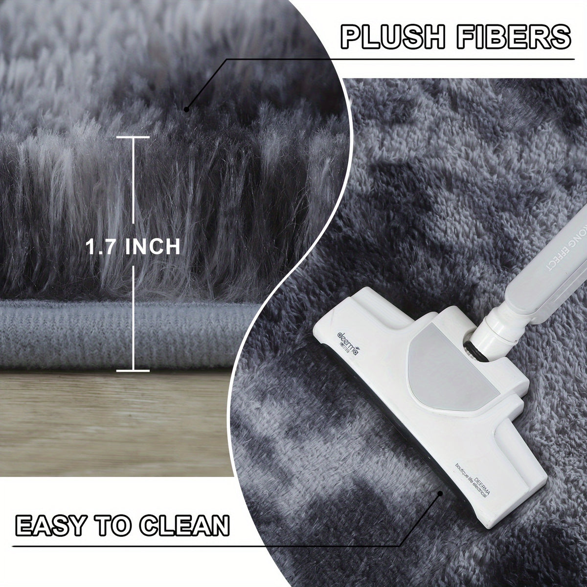 Velvet Shag Area Rug with Non-Slip Backing – Super Soft Plush Indoor Carpet for Living Room, Bedroom & Kitchen, Tie-Dye & Solid Colors, 5 Sizes