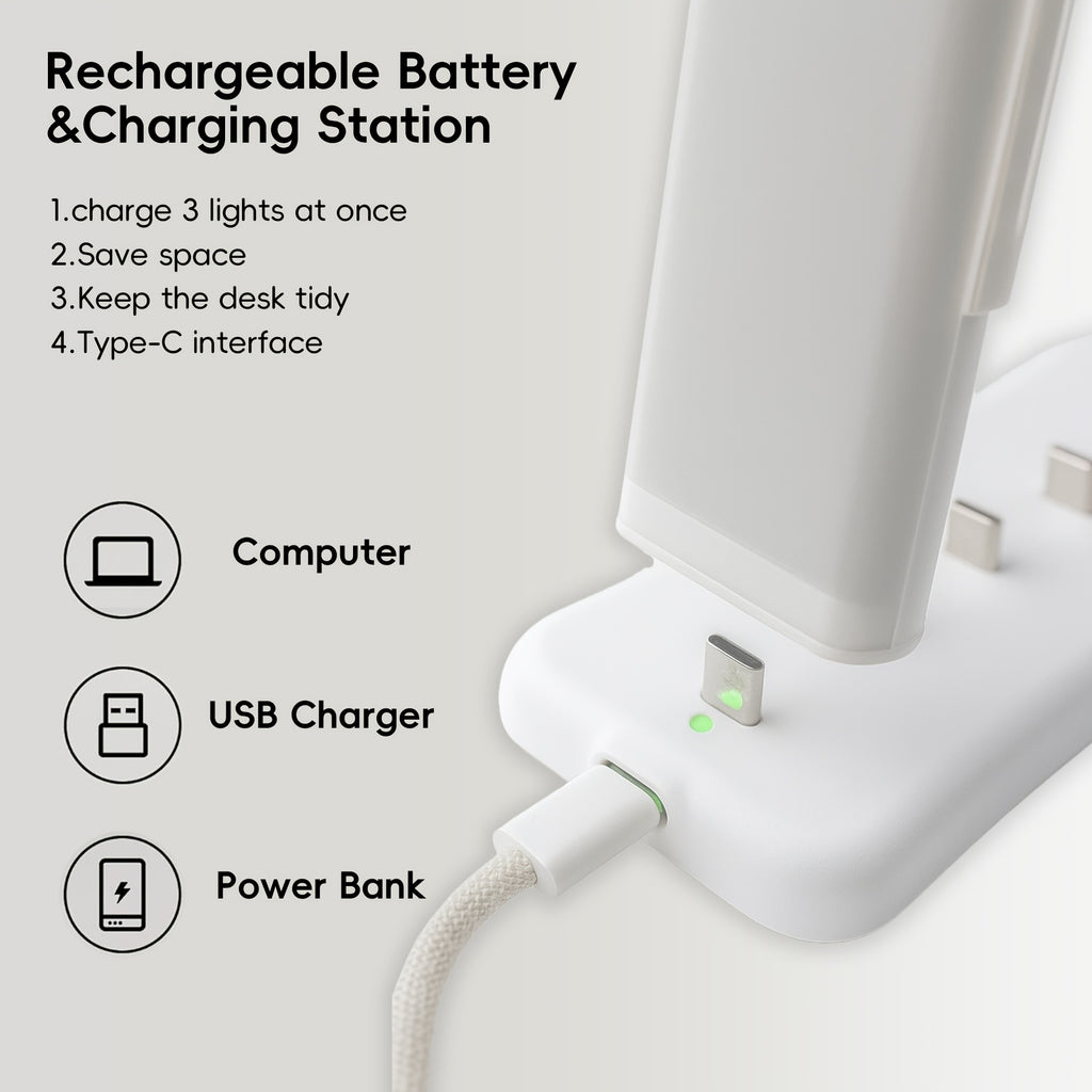 Rechargeable LED Under Cabinet Lights 3-Pack with Charging Station Wireless Motion Sensor Dimmable Night Light for Stairs Hallway Bookshelf
