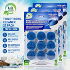 Scented Toilet Cleaner Tablets 27-Pack – Automatic Deodorizing Toilet Tablets for Yellow Stain & Odor Removal, 4 Scents: Fresh Linen, Lavender, Pine & Mix, Deep Cleaning Toilet Deodorant