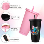 25-Pack Reusable Party Cups 24oz with Lids, Straws & Dust Plugs – Large Plastic Tumblers for Iced Coffee Smoothies Cold Drinks, Includes Cleaning Brush, Multiple Colors