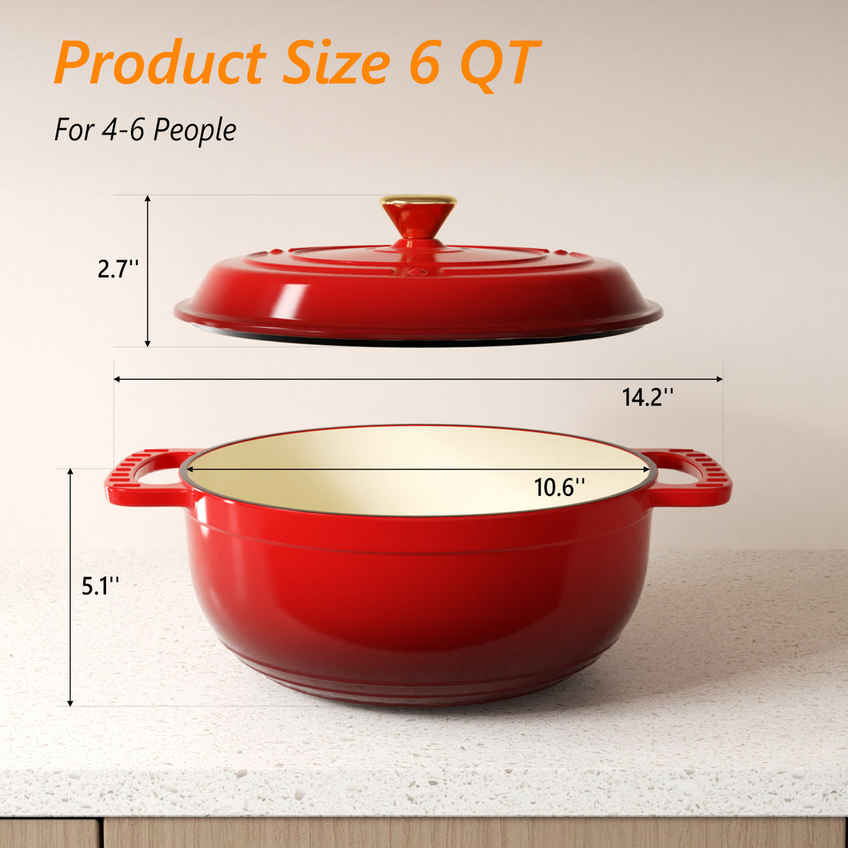 Dutch Oven 5QT 6QT 7.5QT Enameled Cast Iron Cookware with Lid Silicone Handles Oven Safe 500°F Bread Baking Stews Roasts Multiple Colors