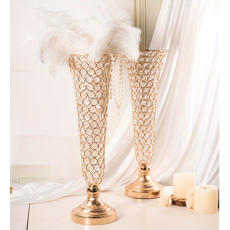 Crystal Glass Tall Vases 20 Inch Set of 2 – Elegant Centerpiece Vases for Wedding Celebrations, Dining Tables, Birthdays & Home Decoration