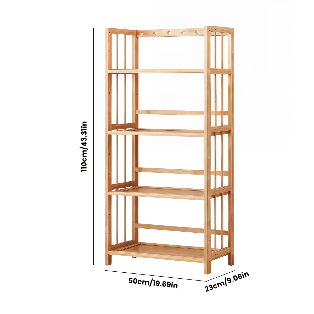Bamboo Bookshelf Narrow 4 or 5 Tier Adjustable Shelves – Natural Wooden Bookcase Standing Storage Shelf Organizer for Small Spaces, Bedroom, Living Room & Home Office