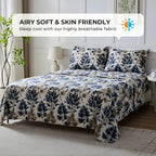 Floral Sheet Set – 4-Piece Soft Fitted & Flat Sheets with Pillowcases, Wrinkle-Resistant Bedding