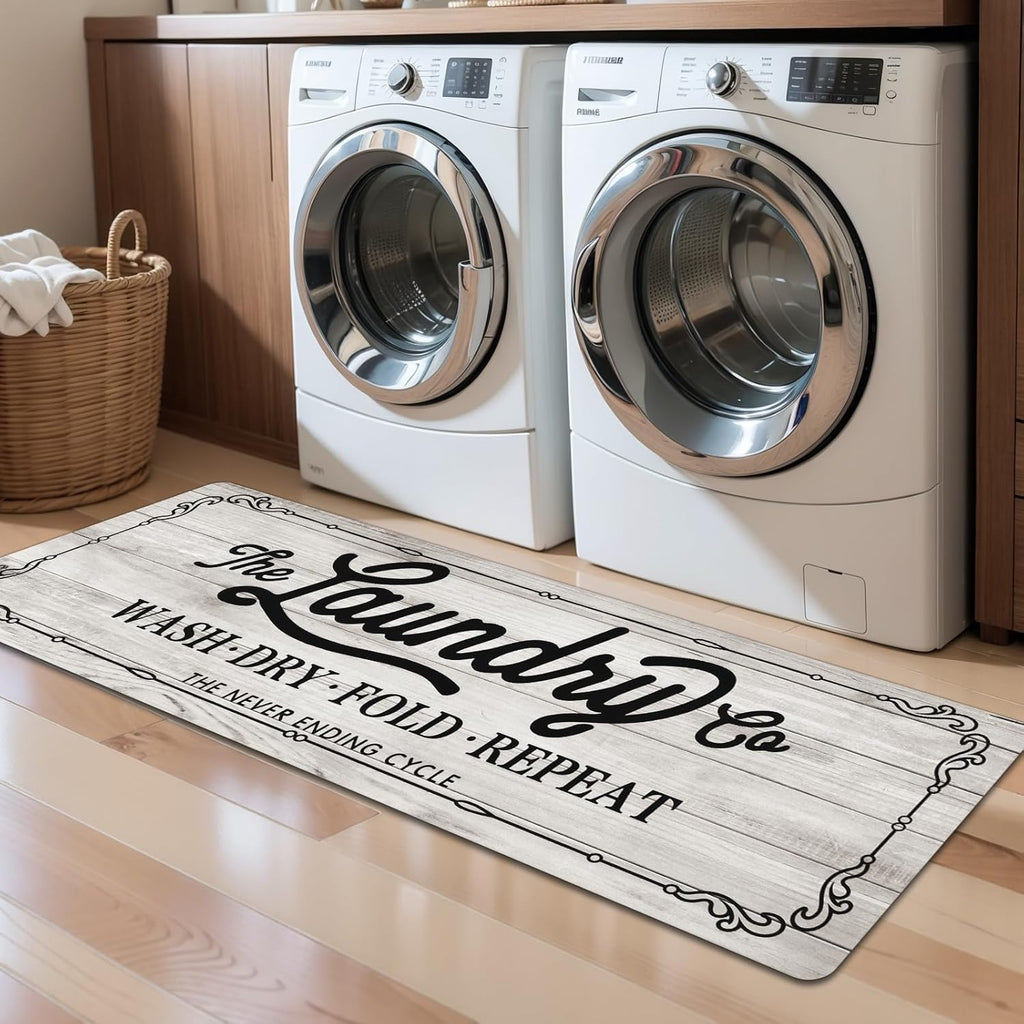Non-Slip Washable Laundry Room Rug Runner – Rubber Backed Kitchen Mat for Farmhouse, Mudroom, Washroom & Bathroom Decor – Durable Floor Mat Runner