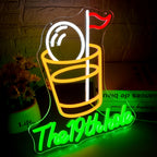 Golf Neon Sign Wall Light – Dimmable LED Multi-Color “The 19th Hole” with Golf Flagstick Design, Plug & Play for Man Cave, Bar & Golf Parties