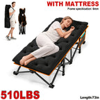 Portable Folding Camping Bed 28in Wide Heavy Duty 510 710 lbs with Optional Mattress Cushion Pillow Carry Bag Cot for Office Nap Beach Yard RV Adult