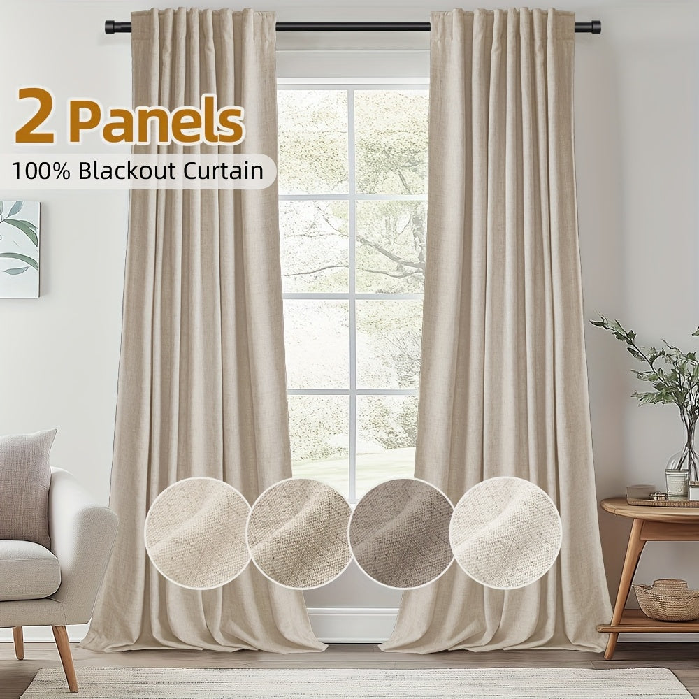 Back Tab Blackout Curtains 2 or 4 Panels – 100% Light Blocking Thermal Insulated Window Drapes for Living Room, Bedroom & Office, 50"W Multiple Lengths, 9 Colors