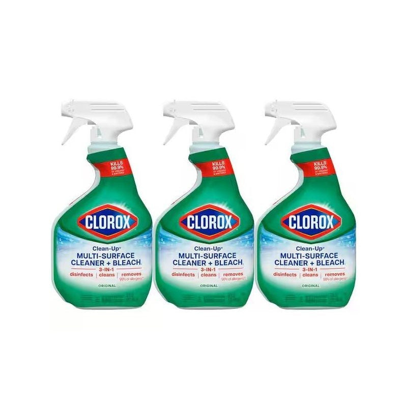 Disinfecting Bleach Cleaner Spray 32 fl oz 3-Pack – Kills 99.9% of Bacteria in 30 Seconds, Removes Tough Stains, Grease & Grime, Smart Tube Sprays Every Drop