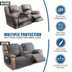Loveseat Recliner Cover with Center Console – 4-Piece Set 100% Waterproof Dual Recliner Slipcover with Straps, Split Reclining Sofa Protector for Pets & Kids, Living Room Furniture Cover