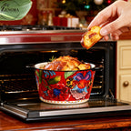 Giant Bohemian Hand-Painted Ceramic Bowl with Handles 101oz – Extra Large Microwave Oven Dishwasher Safe Serving Bowl for Soup, Salad & Family Dining – 2 or 4 Piece Set