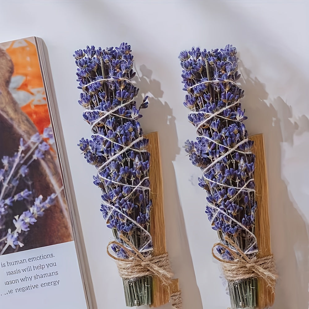 Lavender & Palo Santo Bundled Sticks Set Handmade Aromatherapy Home Fragrance Decor 4pcs – Natural Incense Bundle Holiday Gift for Home Relaxation & Air Purifying