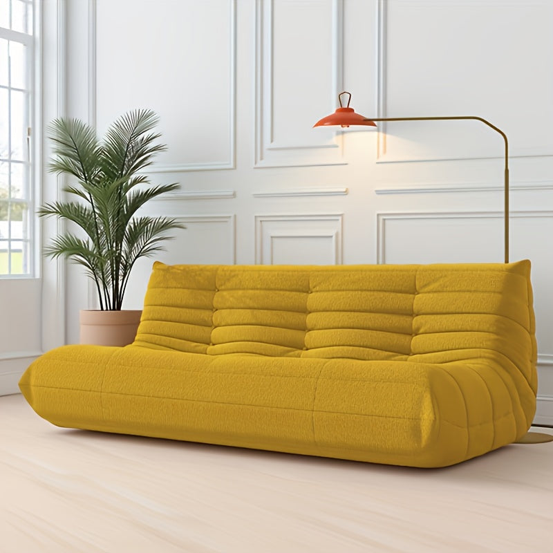 Caterpillar Floor Bean Bag Sofa – Teddy Velvet High-Density Foam Ergonomic Lounge Sofa, 1-2-3 Person, for Living Room Bedroom Game Room, Multiple Colors