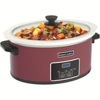 Large Digital Slow Cooker 6QT & 8QT with Stoneware Pot, Programmable Keep Warm Function, One-Touch Digital Display, 240W — Family Dinners, Roasts & Stews, Red White Black Blue