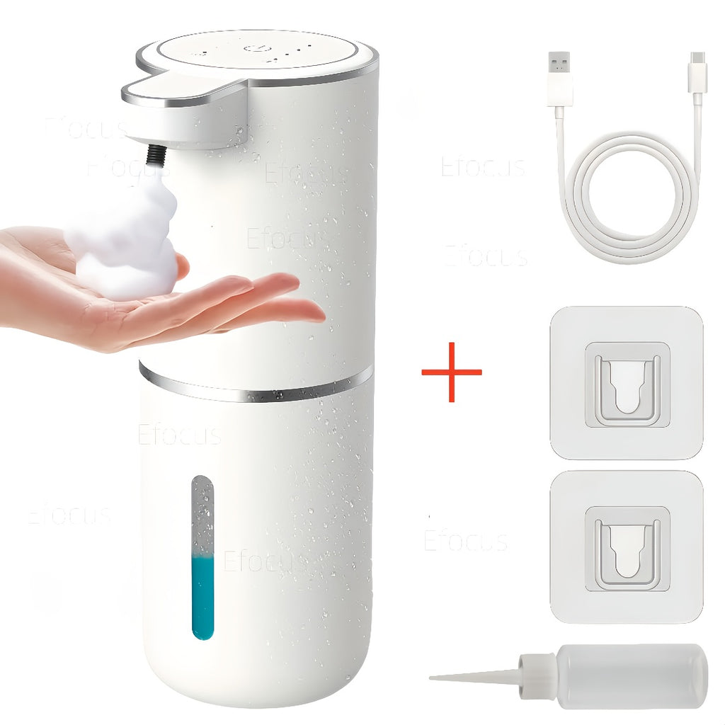 Touchless Foam Soap Dispenser Automatic USB-C Rechargeable Wall-Mounted IPX5 Waterproof 400ml with 4 Adjustable Foam Levels for Bathroom and Kitchen – No Battery Needed