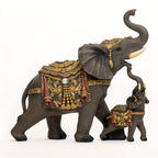 Mama & Baby Elephant Statue Figurine Set – Trunk Up Good Luck Polyresin Sculpture for Home Office Desk Decor Housewarming Birthday Gift for Women