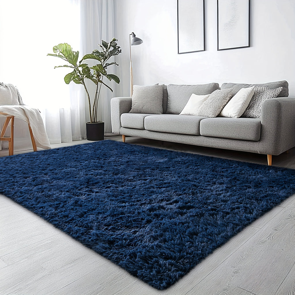 Velvet Shag Area Rug with Non-Slip Backing – Super Soft Plush Indoor Carpet for Living Room, Bedroom & Kitchen, Tie-Dye & Solid Colors, 5 Sizes
