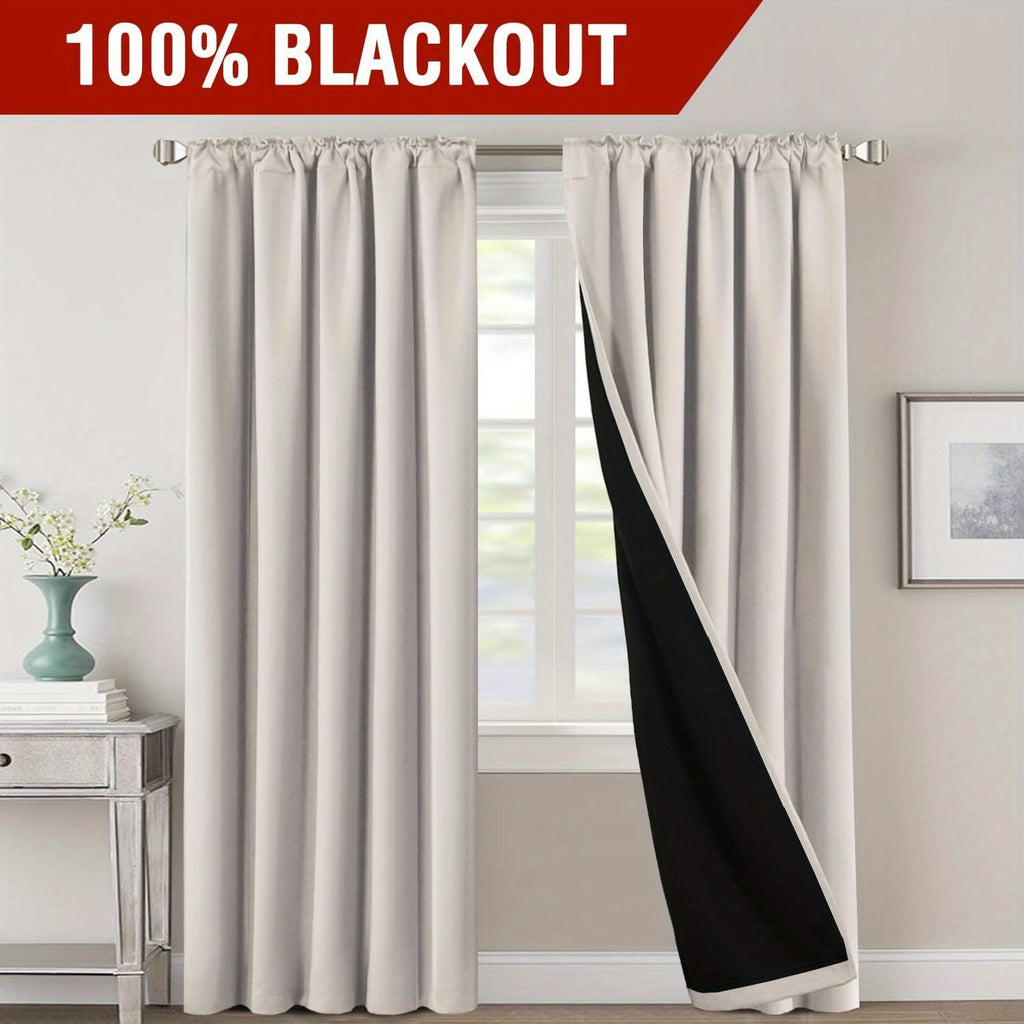 Blackout Curtains 2 Panels 100% Room Darkening 96 Inch Long – Triple Weave Thermal Insulated Back Tab & Rod Pocket Window Drapes for Bedroom & Living Room