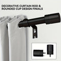 Decorative Curtain Rod 1 Inch Diameter Adjustable with Modern Finials – Drapery Rod for Windows 18-120 Inch, Black Brushed Nickel Gold Curtain Hardware