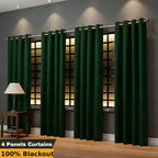 4-Panel Blackout Curtains Set Heat Insulating Noise Reducing Privacy Drapes for Bedroom Living Room Balcony – 6 Sizes 4 Colors