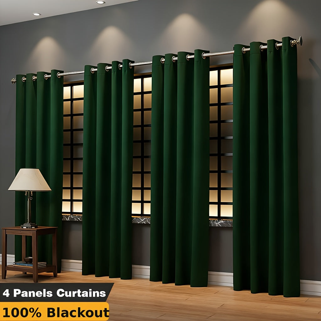 4-Panel Blackout Curtains Set Heat Insulating Noise Reducing Privacy Drapes for Bedroom Living Room Balcony – 6 Sizes 4 Colors