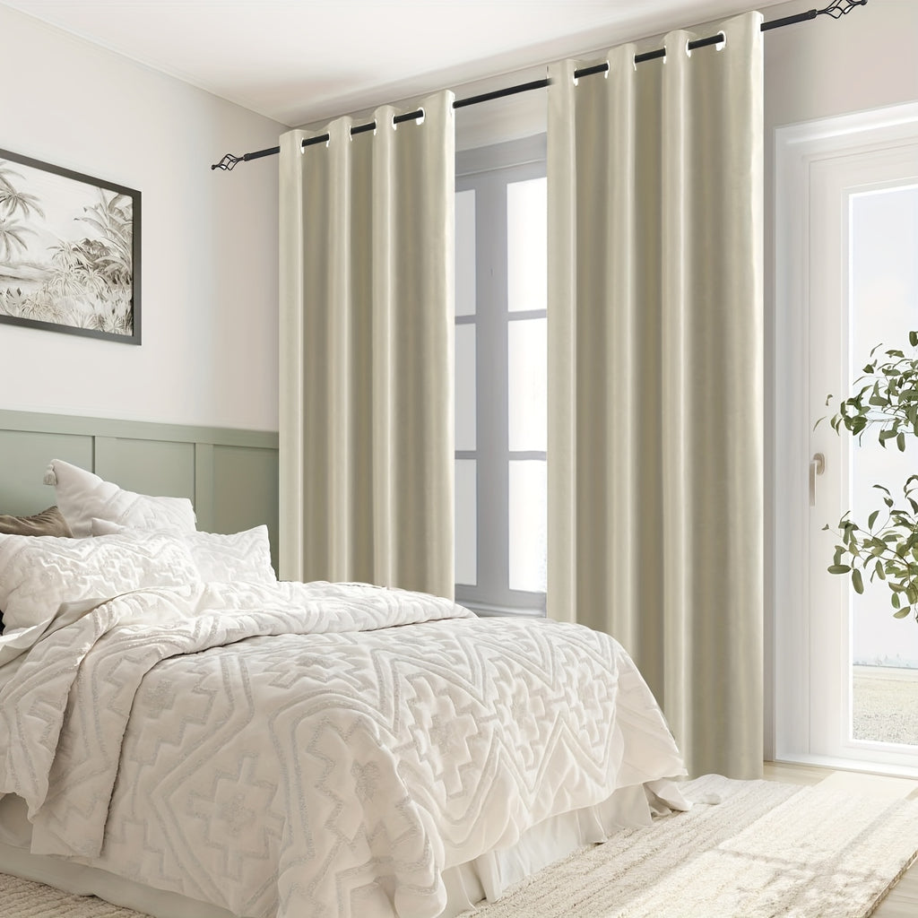 Grommet Blackout Curtains 2 Panels 100% Polyester for Bedroom, Living Room & Dining – Stainless Steel Rings, Black Backing, 8 Colors & 9 Sizes