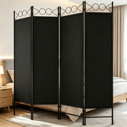 4 Panel Folding Room Divider Privacy Screen | Portable Wall Divider Partition for Home, Office & Bedroom Separation – Black, Grey, Beige, Tan