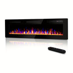 Vitesse Ultra-Thin Electric Fireplace In-Wall Recessed & Wall Mounted Linear Heater Multicolor Flame Timer 750W/1500W Touch Screen Remote Control
