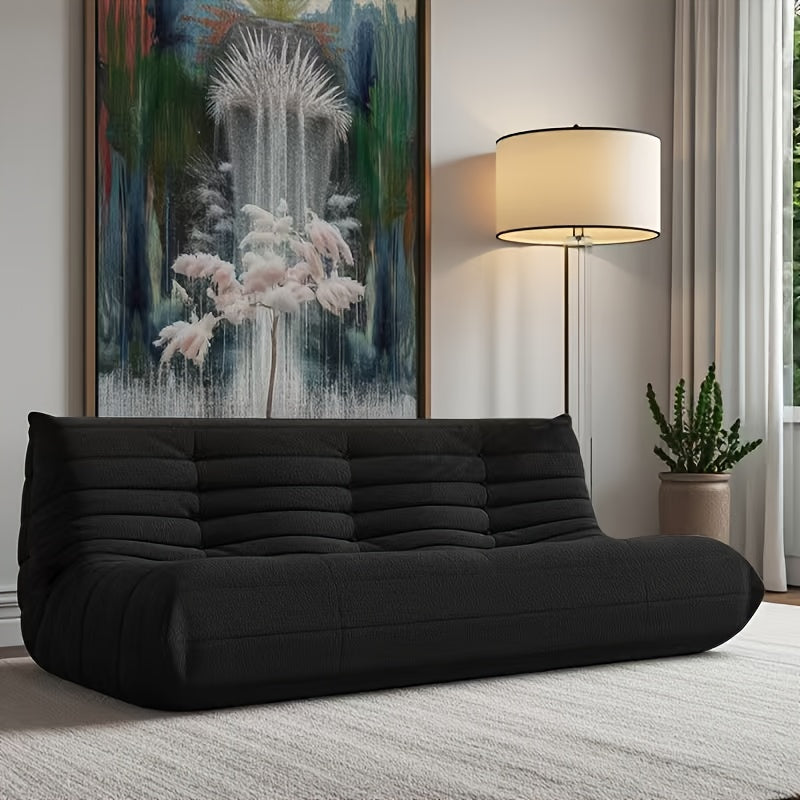 Caterpillar Floor Bean Bag Sofa – Teddy Velvet High-Density Foam Ergonomic Lounge Sofa, 1-2-3 Person, for Living Room Bedroom Game Room, Multiple Colors