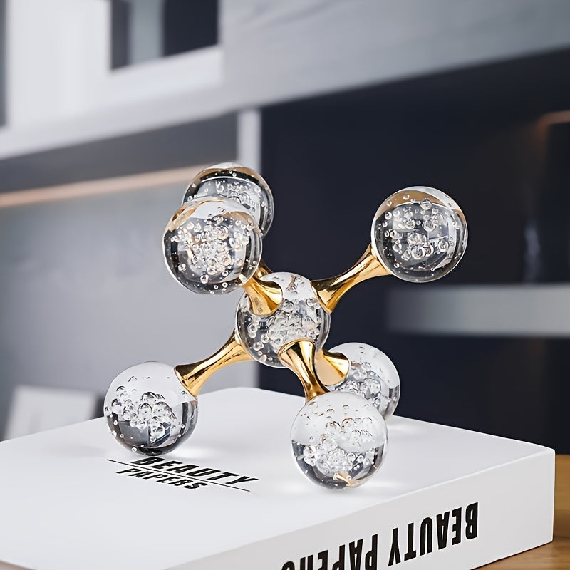 Crystal Molecular Structure Decorative Sculpture - Geometric Desk Decor Ornament for Contemporary Home, Bedroom, Living Room and Office - Modern Art Crystal Craft Decoration