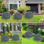 Artificial Lavender Topiary Ball Trees 2 Pack with Ground Spike – UV Resistant Faux Cedar Evergreen Shrubs for Outdoor Front Porch, Garden, Backyard & Indoor Home Decor