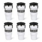 30oz Stainless Steel Insulated Tumbler 6-Pack with Handle, Lid & Straw – Double Wall Vacuum Travel Cups, Colorful Gift Set for Coffee, Cold Drinks & Daily Use | Black, Red, White & More