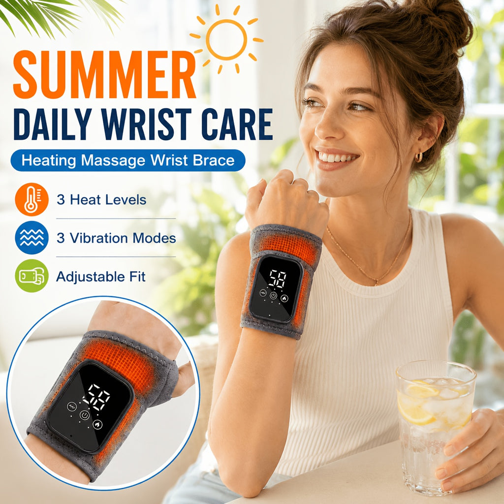 Hand Massager Wrist Guard with Heat Adjustable Gears Temperature Control - Wrist Support Strap Joint Fixator for Arthritis Pain Relief Sports Recovery, Men Women Gift