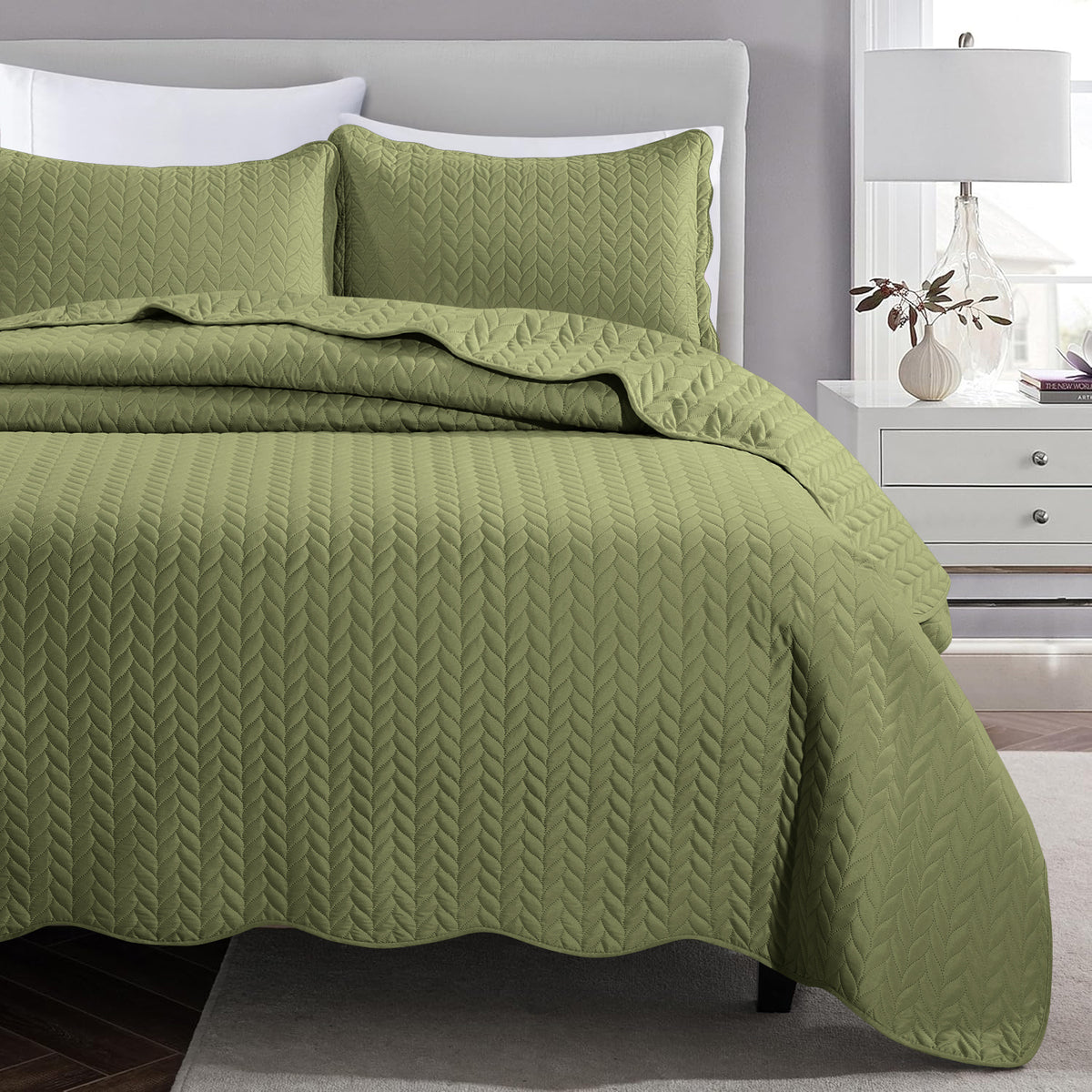 Microfiber Quilt Bedspread Set All Season Lightweight – Soft Breathable Quilted Coverlet Twin Full Queen King 16 Colors Machine Washable