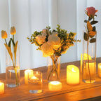 TOMNK Bulk Clear Cylinder Glass Vases 12/20/24pcs in 4-5 Sizes – Tall Boho Flower Vase Set for Wedding Centerpieces, Rustic Home Decor, Formal Dinners, Parties & Hurricane Floating Candle Holders