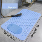 Non-Slip PVC Bath Mat with Massage Buttons, Polka Dot Pattern Shower Safety Mat, 0.35" Thick Rectangular Bathroom Mat – Dark Gray & Green