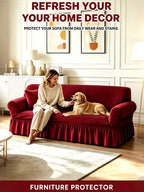 Seersucker Sofa Cover All-In-One Stretch Slipcover – Elastic Band Polyester Spandex Machine Washable Couch Protector for Armchair Loveseat 1 2 3 4 Seater Solid Color