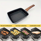 Japanese Tamagoyaki Pan – Non-Stick Rectangular Egg Roll & Omelette Frying Pan | Induction & Halogen Compatible | Dishwasher Safe | Wooden or Plastic Handle