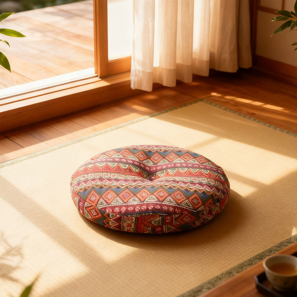 Round Seat Cushion 40x40cm 15cm Thick Firm Futon Meditation Mat Removable Linen Cover Chair Pad for Office Dining Chair Home Decor All Seasons Christmas
